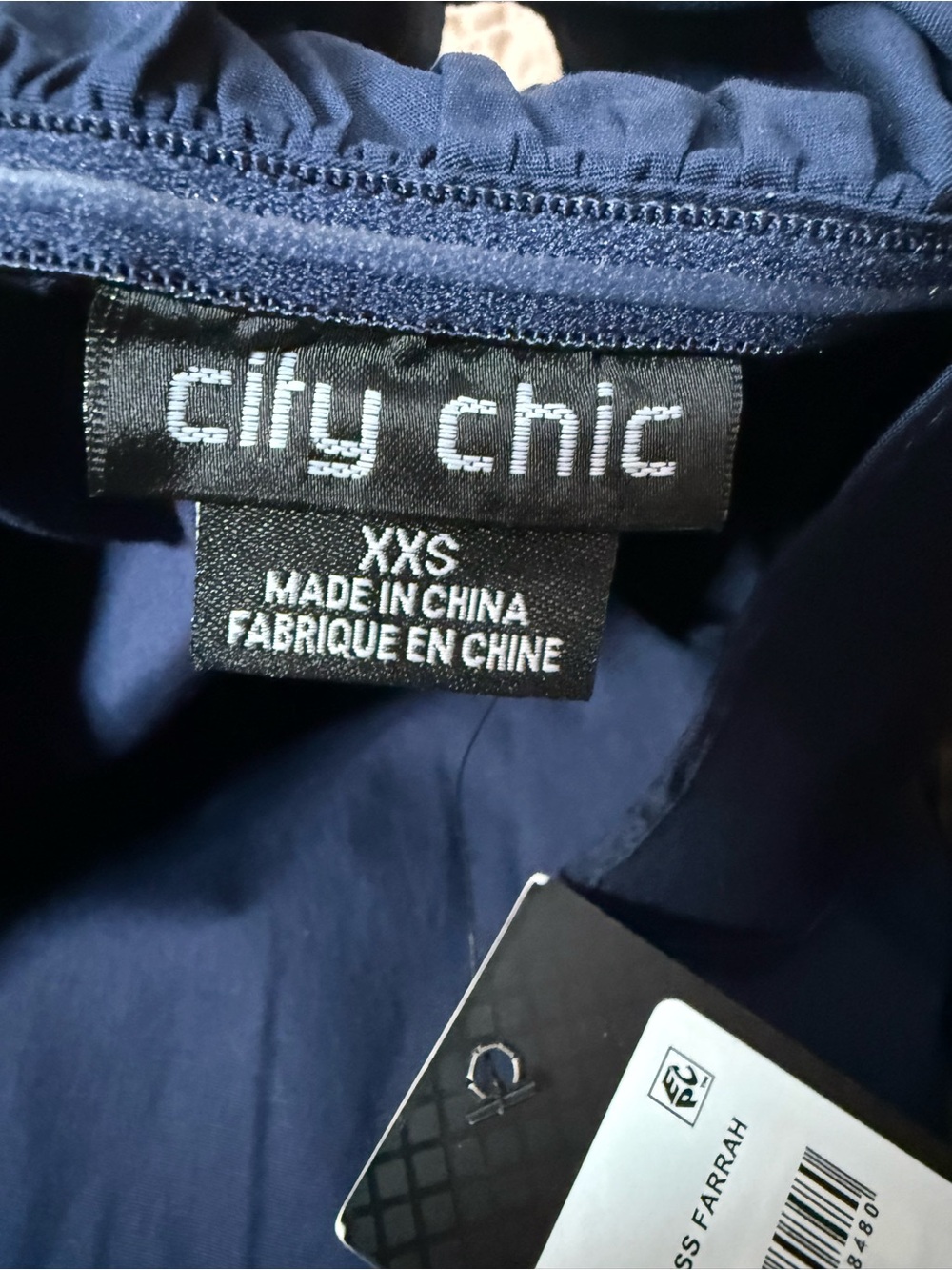 City Chic One-Shoulder Ruffle Maxi Dress in Navy with Pockets - Picture 8 of 13